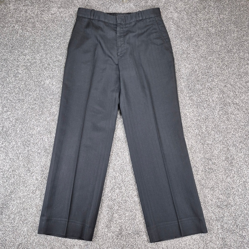 Giorgio Armani Dress Pants Mens 30x28 Black Super 140s Wool Trousers
